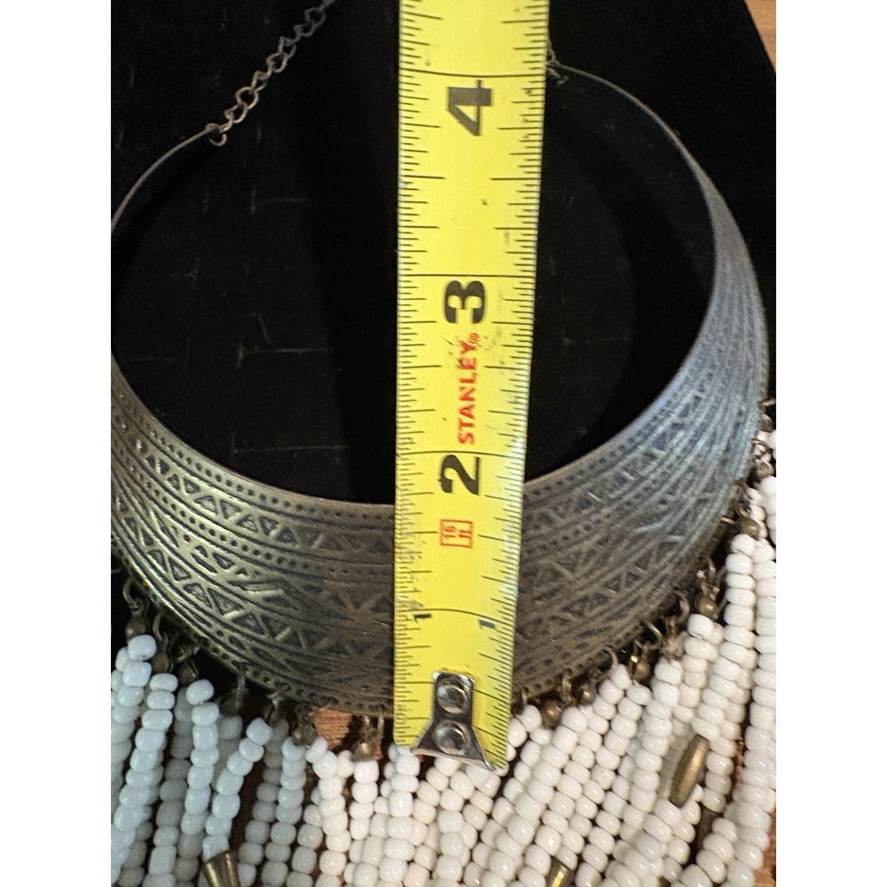 Bib Necklace Resin Seed Beads Tassel Tribal African Long Fringe Boho Festival - Picture 8 of 15